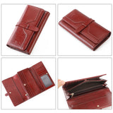 Royal Bagger Long Wallet for Women RFID Block Genuine Leather Lady Purse Phone Pocket Card Holder Classic Female Wallets Purses