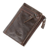 ロイヤルバガー RFID ブロッキングショート財布男性のためのリアル本物の牛革カードホルダージッパー財布ヴィンテージファッション男の財布