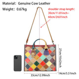 Royal Bagger Retro Top-Handle Handbags, Large Capacity Color Stitching Plaid Crossbody Bag, Leather Satchel Purse for Women 1895