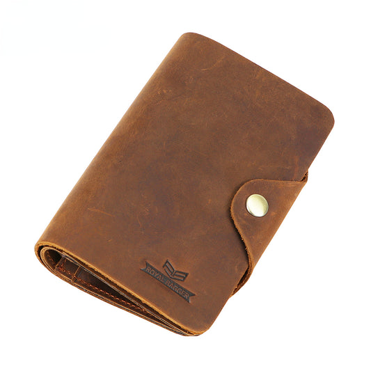 ロイヤルバガー長財布男性用クレイジーホースレザーパスポートカバー財布財布本物の牛革男性カードホルダーコインポケット