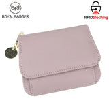 Royal Bagger RFID Short Wallet for Women Genuine Cow Leather Large Capacity Key Chain Card Holders Fashion Trifold Wallets 1459