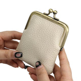 ロイヤルバガー小さな小銭入れ女性のための本物の牛革ファッション収納袋ミニ財布財布キスロック変更ポーチ 1474 