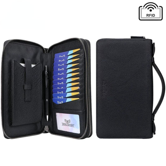 Royal Bagger RFID ブロッキングクラッチ電話財布財布男性用本物の牛革大容量ビジネスバッグオフィスハンドバッグ 1466 