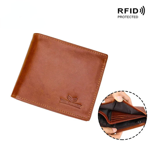 ロイヤルバガー RFID ブロッキングショート財布男性用クレイジーホースレザー牛革大容量二つ折り男性財布ヴィンテージ Purse1467 